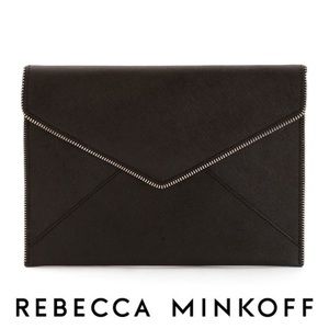 Rebecca Minkoff Black Solid Leo Clutch EUC